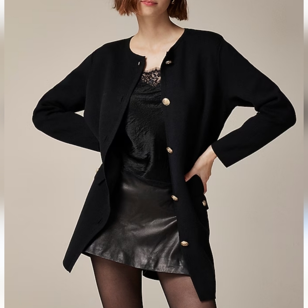 New! J. Crew Long Giselle Sweater Blazer black size XS